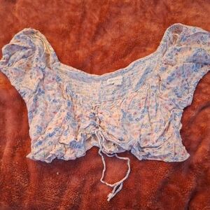 Aeropostale Floral Smocked Crop Top